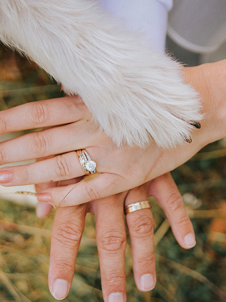 Lab Grown Wedding Rings with Puppy Paw